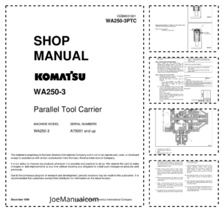 Komatsu WA250-3 Parallel Tool Carrier Wheel Loader Workshop Manual SN A75001 and UP