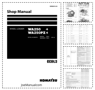Komatsu WA250-6 WA250PZ-6 Wheel Loader Workshop Manual SN 75001 and UP SEN03813-03