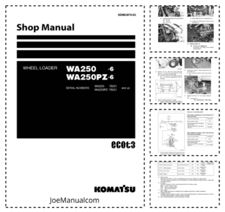 Komatsu WA250-6 WA250PZ-6 Wheel Loader Workshop Manual SN 75001 and UP SEN03979-03