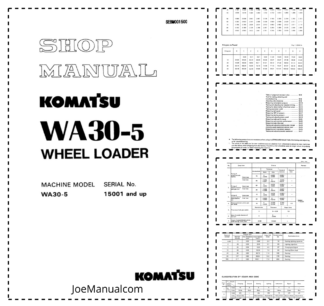 Komatsu WA30-5 Wheel Loader Workshop Manual SN 15001 and UP