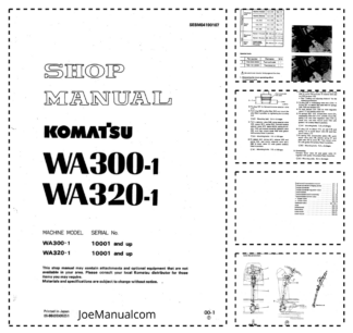 Komatsu WA300-1 WA320-1 Wheel Loader Workshop Manual SN 10001 and UP