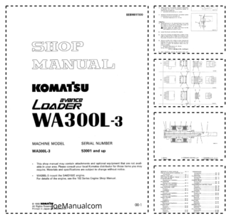 Komatsu WA300L-3 Avance Wheel Loader Workshop Manual SN 53001 and UP