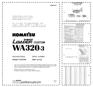Komatsu WA320-3 Avance Custom Wheel Loader Workshop Manual SN 50001 and UP