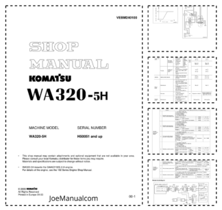 Komatsu WA320-5H Wheel Loader Workshop Manual SN H50051 and UP