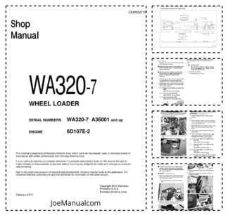 Komatsu WA320-7 Wheel Loader Workshop Manual SN A360001 and UP