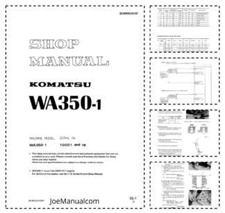 Komatsu WA350-1 Wheel Loader Workshop Manual SN 10001 and UP