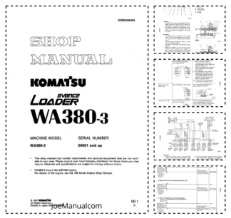Komatsu WA380-3 Avance Wheel Loader Workshop Manual SN 50001 and UP