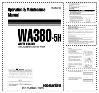 Komatsu WA380-5H Wheel Loader Operation and Maintenance Manual SN H50051 and UP