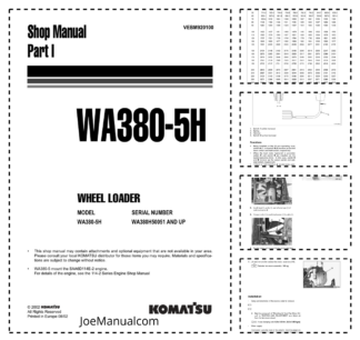 Komatsu WA380-5H Wheel Loader Workshop Manual SN 50051 and UP