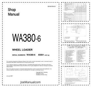 Komatsu WA380-6 Wheel Loader Workshop Manual SN 65001 and UP SEN00769-03