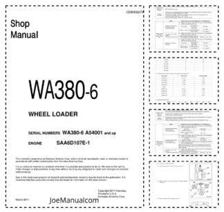 Komatsu WA380-6 Wheel Loader Workshop Manual SN A54001 and UP