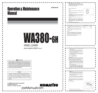 Komatsu WA380-6H Wheel Loader Operation and Maintenance Manual SN H60051 and UP