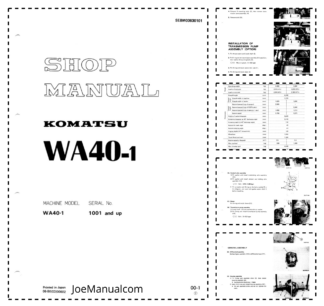 Komatsu WA40-1 Wheel Loader Workshop Manual SN 1001 and UP