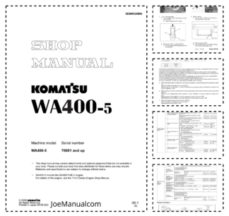 Komatsu WA400-5 Wheel Loader Workshop Manual SN 70001 and UP SEBM028006