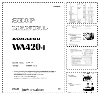 Komatsu WA420-1 Wheel Loader Workshop Manual SN H20001 and UP