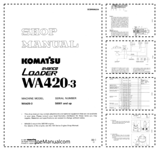 Komatsu WA420-3 Avance Wheel Loader Workshop Manual SN 50001 and UP