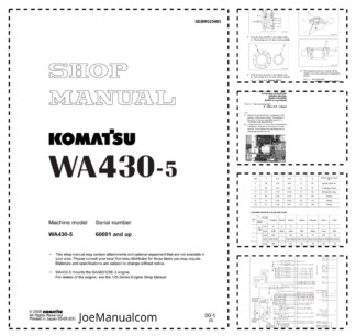 Komatsu WA430-5 Wheel Loader Workshop Manual SN 6001 and UP