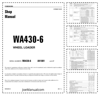 Komatsu WA430-6 Wheel Loader Workshop Manual SN A41001 and UP