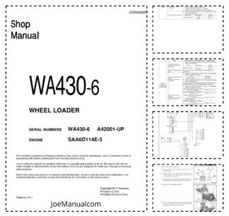 Komatsu WA430-6 Wheel Loader Workshop Manual SN A42001 and UP