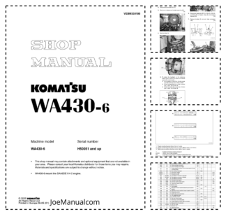 Komatsu WA430-6 Wheel Loader Workshop Manual SN H50051 and UP