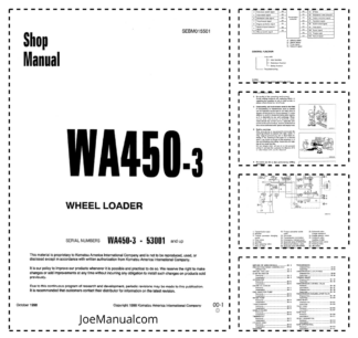 Komatsu WA450-3 Wheel Loader Workshop Manual SN 53001 and UP