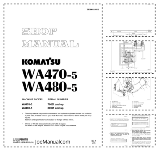 Komatsu WA470-5 WA480-5 Wheel Loader Workshop Manual SN 70001 80001 SEBM024412
