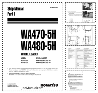 Komatsu WA470-5H WA480-5H Wheel Loader Shop Manual SN 50051 and UP