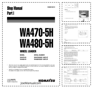 Komatsu WA470-5H WA480-5H Wheel Loader Workshop Manual SN H50051 and UP