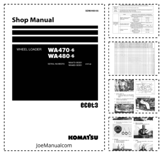 Komatsu WA470-6 WA480-6 Wheel Loader Workshop Manual SN 90001 and UP