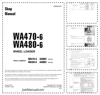 Komatsu WA470-6 WA480-6 Wheel Loader Workshop Manual SN A46001 A48001 and UP