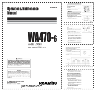 Komatsu WA470-6 Wheel Loader Operation and Maintenance Manual SN H50051 and UP