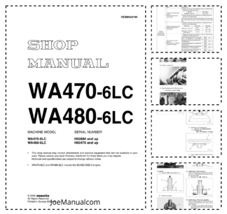 Komatsu WA470-6LC WA480-6LC Wheel Loader Workshop Manual SN H50880 H60470 and UP
