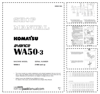 Komatsu WA50-3 Avance Wheel Loader Workshop Manual SN 21450 and UP