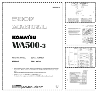 Komatsu WA500-3 Wheel Loader Workshop Manual SN 50001 and UP
