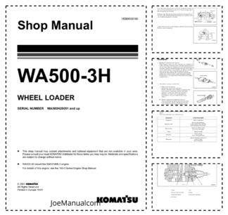 Komatsu WA500-3H Wheel Loader Workshop Manual SN H20051 and UP