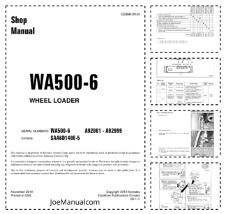 Komatsu WA500-6 Wheel Loader Workshop Manual SN A92001-A92999