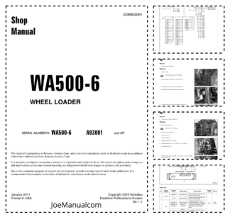 Komatsu WA500-6 Wheel Loader Workshop Manual SN A93001 and UP