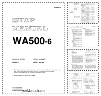 Komatsu WA500-6 Wheel Loader Workshop Manual SN H60051 and UP