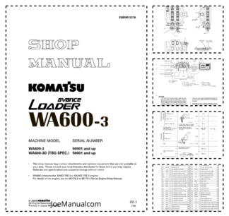 Komatsu WA600-3 Wheel Loader Workshop Manual SN 50001 and UP SEBM013218