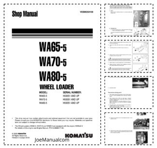 Komatsu WA65-5 WA70-5 WA80-5 Wheel Loader Workshop Manual SN H50051 and UP
