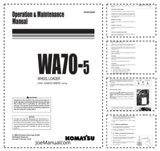 Komatsu WA70-5 Wheel Loader Operation and Maintenance Manual SN H50051 and UP