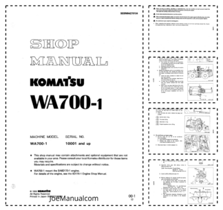 Komatsu WA700-1 Wheel Loader Workshop Manual SN 10001 and UP