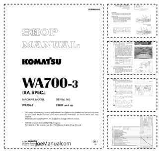 Komatsu WA700-3 Wheel Loader Workshop Manual SN 51005 and UP
