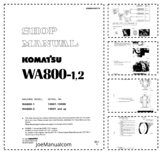 Komatsu WA800-1 WA800-2 Wheel Loader Workshop Manual SN 10001-10499 10501