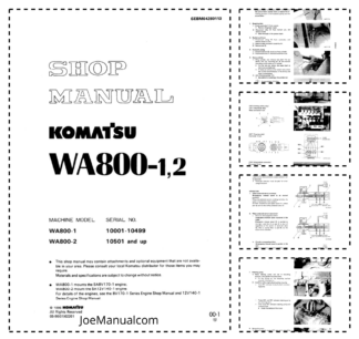 Komatsu WA800-1 WA800-2 Wheel Loader Workshop Manual SN 1001 10501 and UP