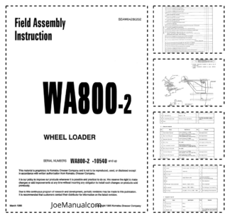 Komatsu WA800-2 Wheel Loader Field Assembly Instruction SN 10540 and UP