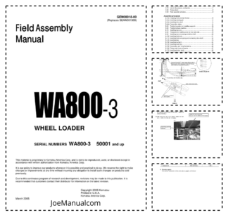Komatsu WA800-3 Wheel Loader Field Assembly Manual SN 50001 and UP