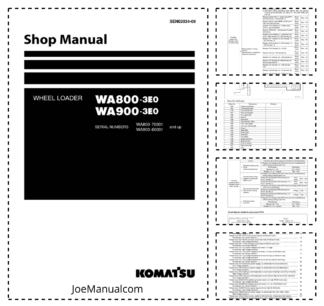 Komatsu WA800-3E0 WA900-3E0 Wheel Loader Workshop Manual SN 70001 60001 and UP