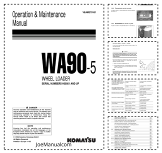 Komatsu WA90-5 Wheel Loader Operation and Maintenance Manual SN H50051 and UP