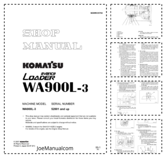 Komatsu WA900L-3 Avance Wheel Loader Workshop Manual SN 52001 and UP